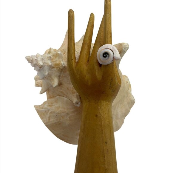 VIntage Sz 6 New N/Tags Natural Spiral Shell Statement Ring Artisan Hand Carved - Picture 2 of 10